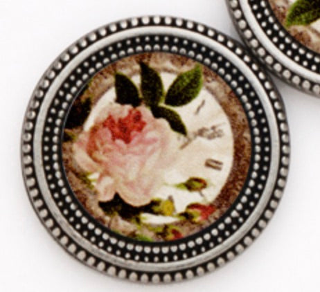 Vintage Rose Print Magnet Button Set