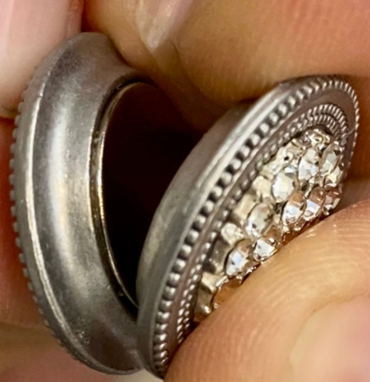 Clear Rhinestone Cluster Silver Magnet Button Set