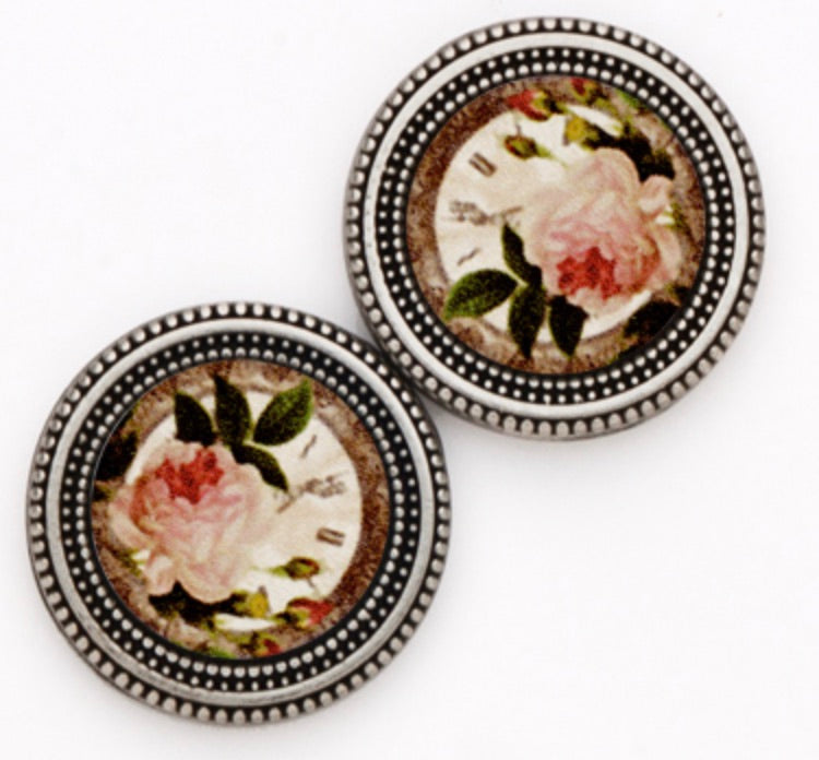 Vintage Rose Print Magnet Button Set