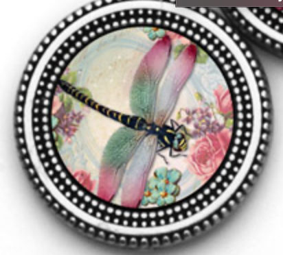 Dragonfly Flowers Print Magnet Button Set