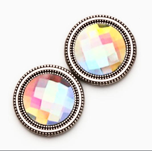 Clear Rainbow Crystals Magnet Button Set
