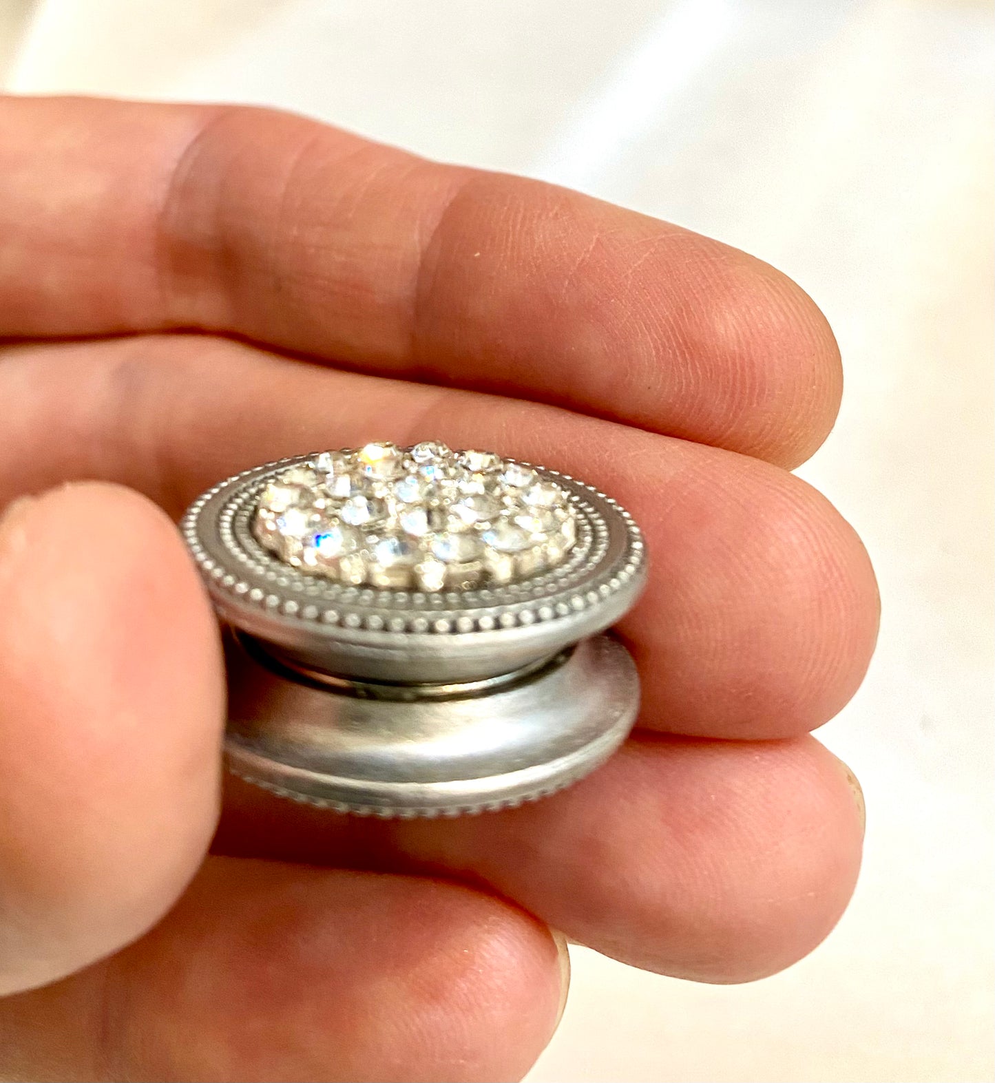 Clear Rhinestone Cluster Silver Magnet Button Set