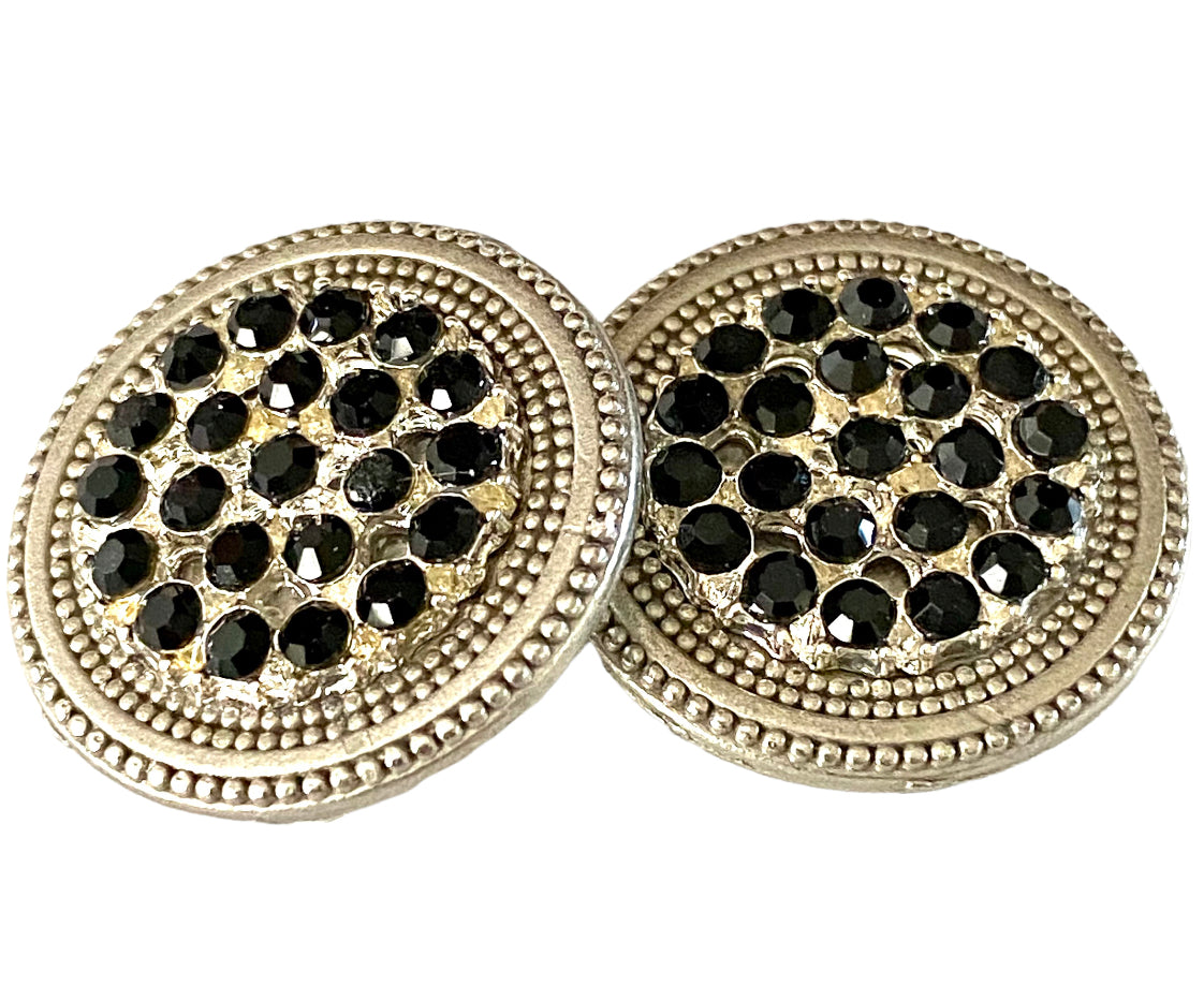 Clear Rhinestone Cluster Silver Magnet Button Set